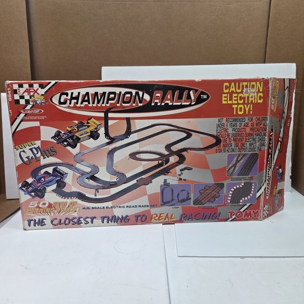 Tomy AFX Champion Rally HO Slot Car Track Set Super G Plus Loop Lap Counter 9941